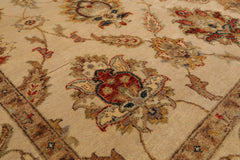 6x9 Beige, Tan, Rust Color Hand Knotted Agra 100% Wool Traditional Oriental Rug