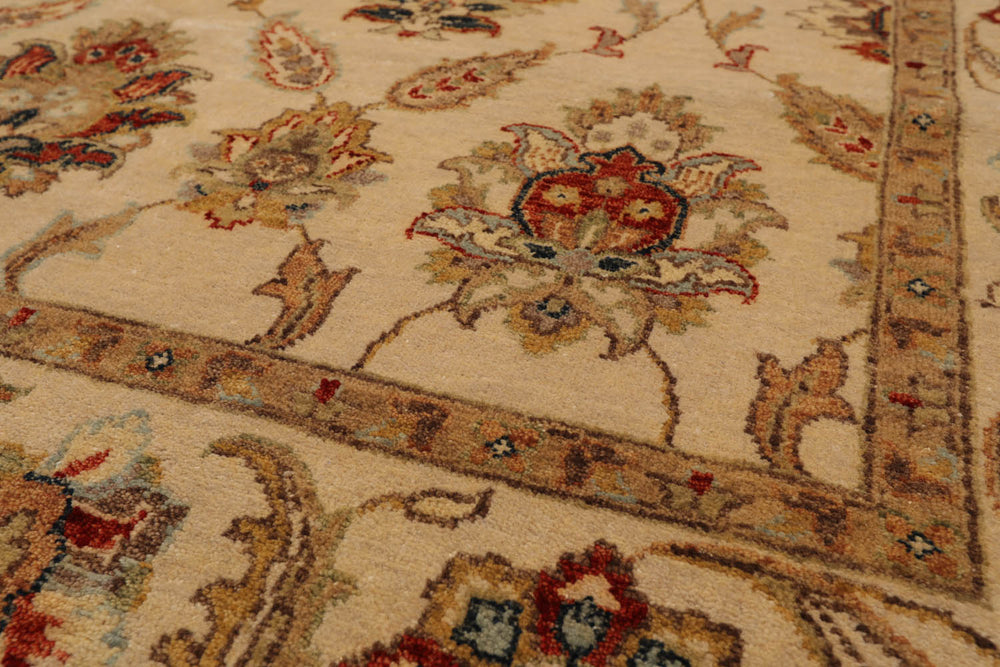 6x9 Beige, Tan, Rust Color Hand Knotted Agra 100% Wool Traditional Oriental Rug