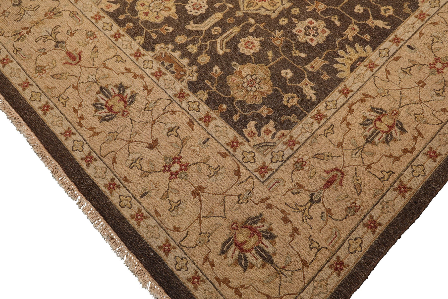 Knotted Rug Brown Hand Knotted 9'11''x14' Traditional Nourison Nourmak Soumak Reversible Wool Oriental Area Rug