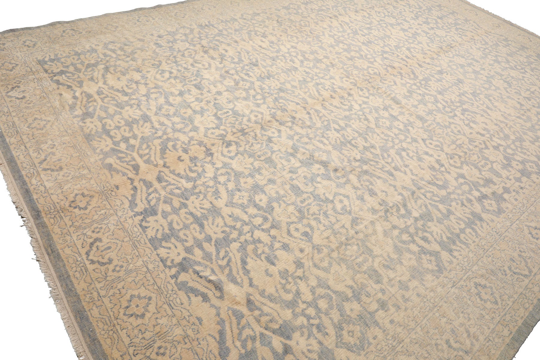 Knotted Rug Aqua Hand Knotted 9'11''x13'10" Traditional Oushak Wool Oriental Area Rug