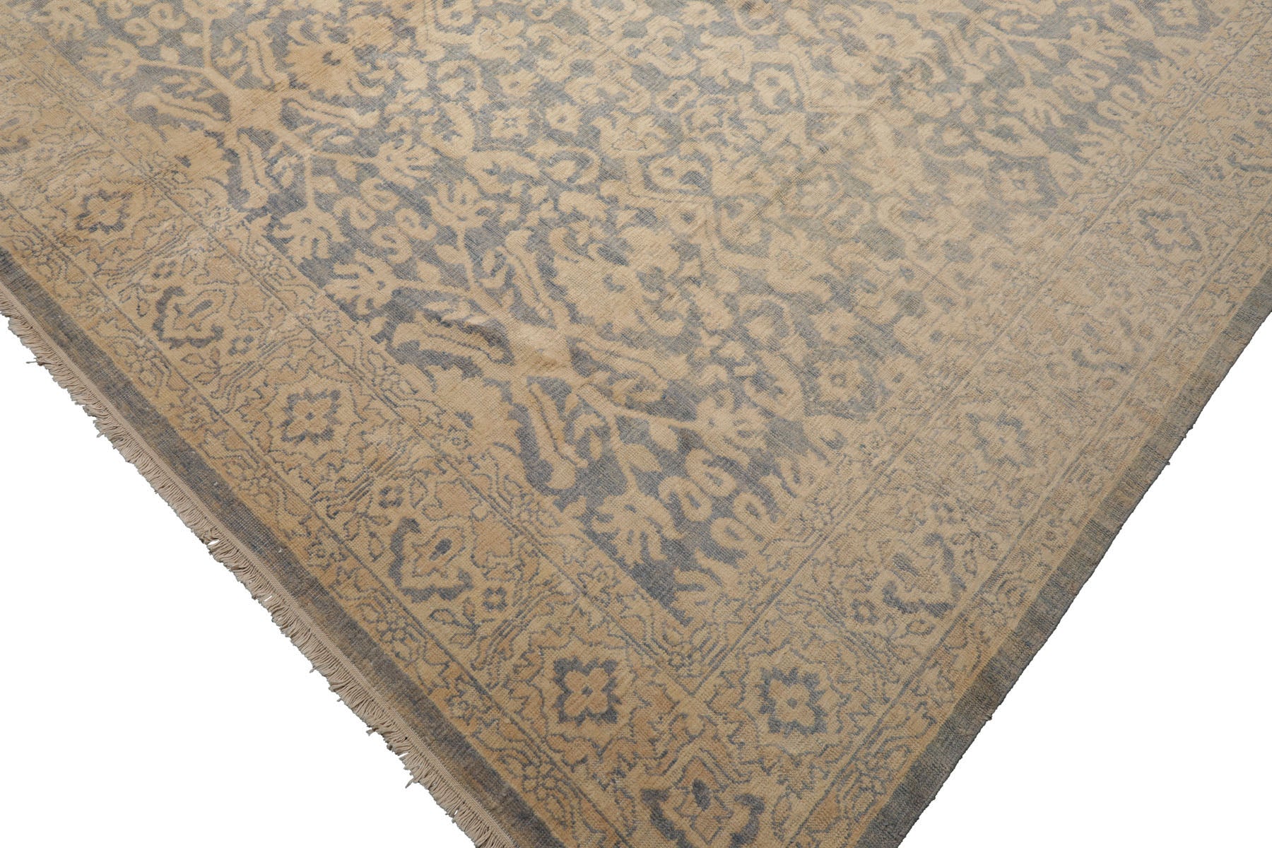 Knotted Rug Aqua Hand Knotted 9'11''x13'10" Traditional Oushak Wool Oriental Area Rug