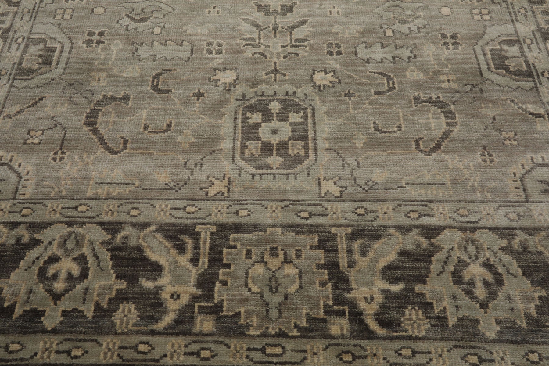 Multi Size Gray Beige Moss Color Hand Knotted Oushak Wool Traditional Oriental Rug