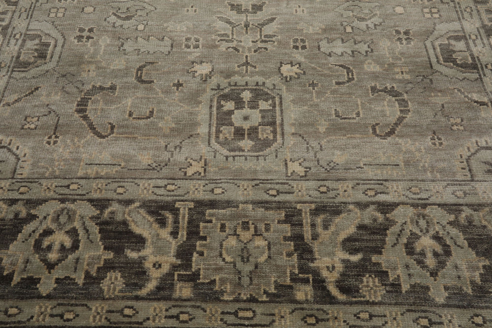 Multi Size Gray Beige Moss Color Hand Knotted Oushak Wool Traditional Oriental Rug