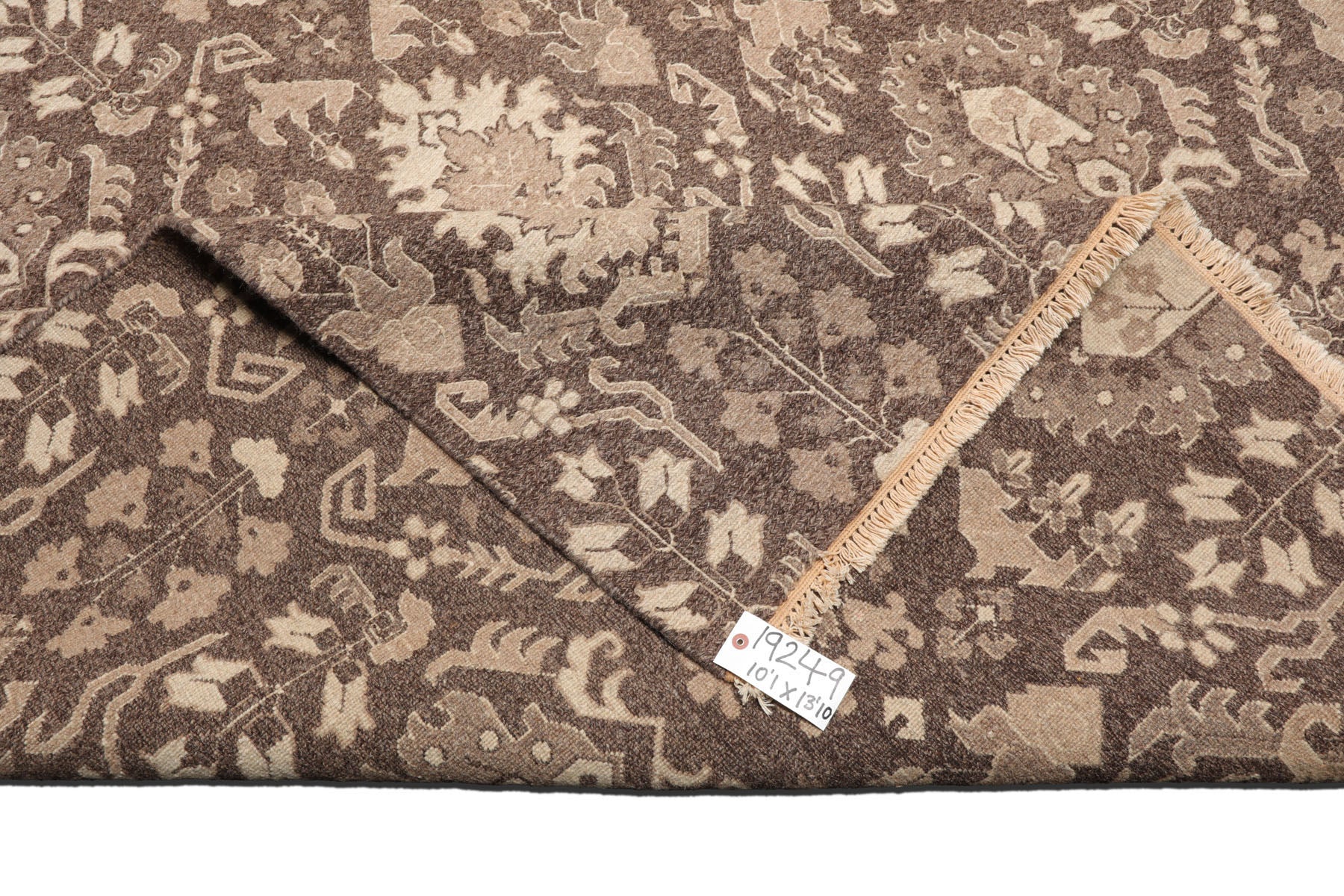 Knotted Rug Brown Hand Knotted 10'1''x13'10" Transitional Nourison Nourmak Soumak Reversible Wool Oriental Area Rug
