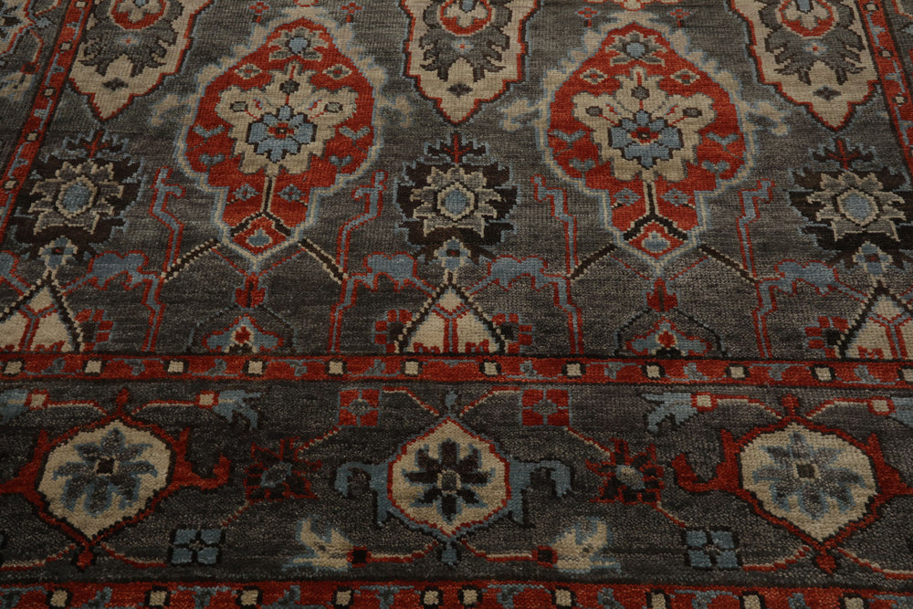 Multi Size Gray Ivory Pink Color Hand Knotted Turkish Oushak Wool Traditional Oriental Rug