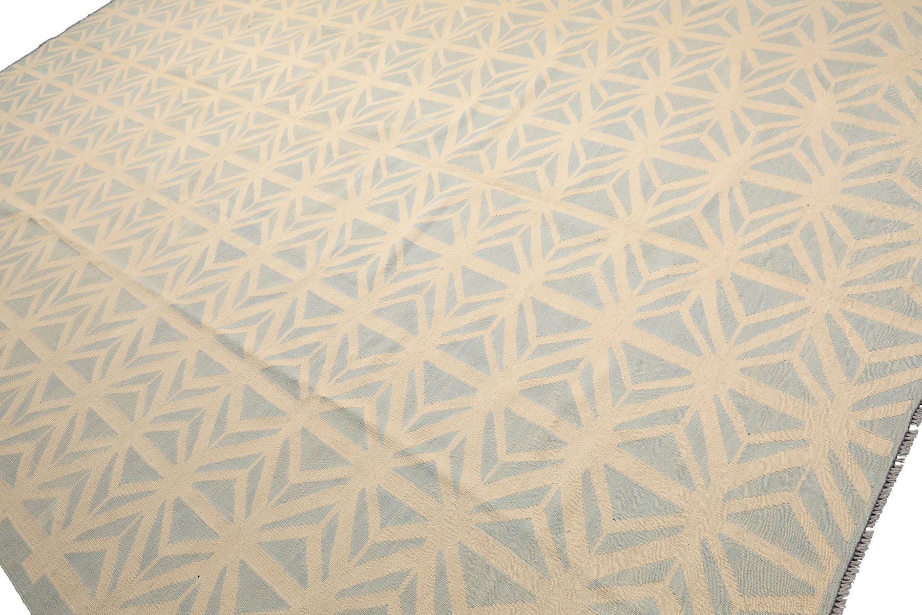 Knotted Rug Ivory Hand Knotted 10'5''x14'3" Transitional FlatweaveFlatweave Wool Oriental Area Rug