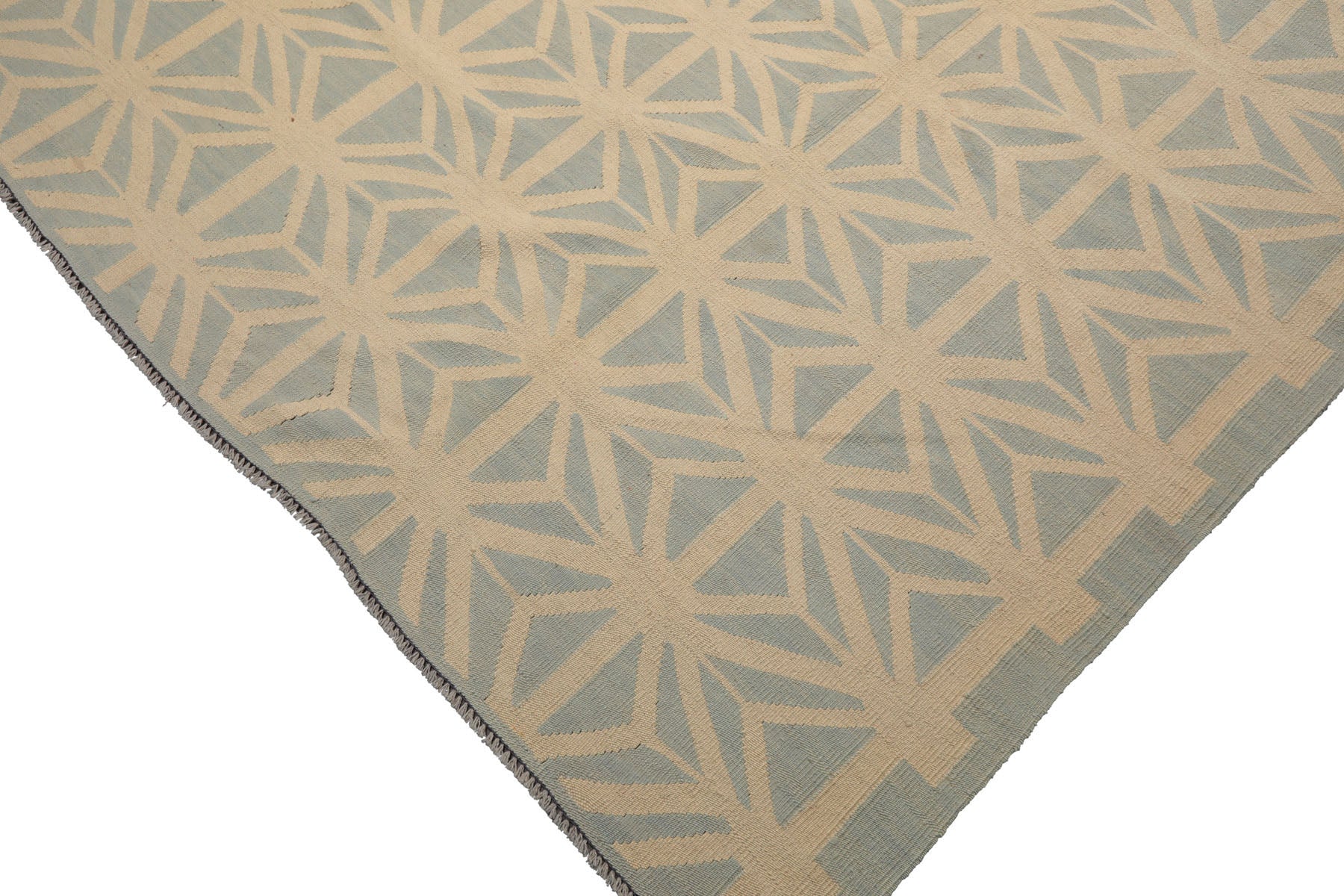 Knotted Rug Ivory Hand Knotted 10'5''x14'3" Transitional FlatweaveFlatweave Wool Oriental Area Rug