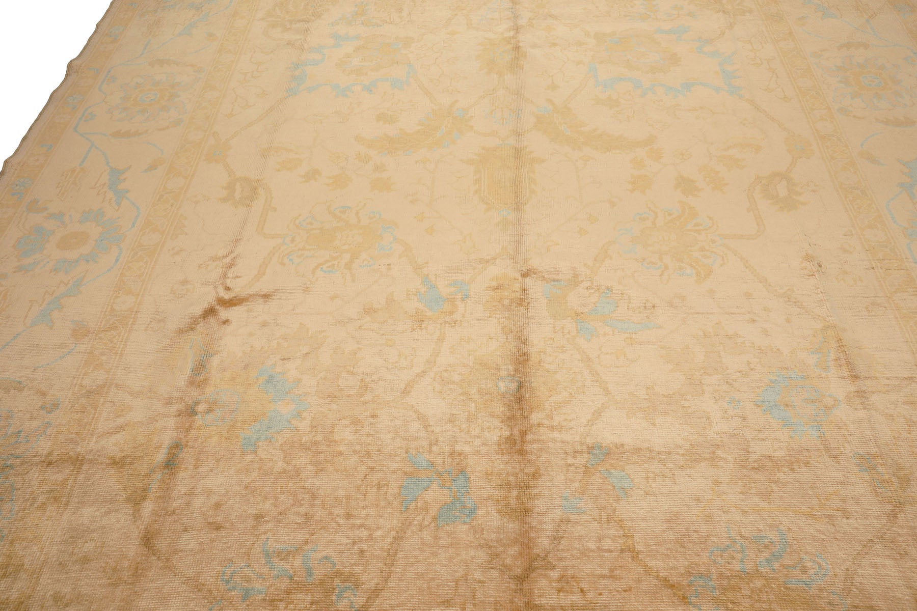 Knotted Rug Beige Hand Knotted 9'7''x13'7" Traditional Oushak Wool Oriental Area Rug