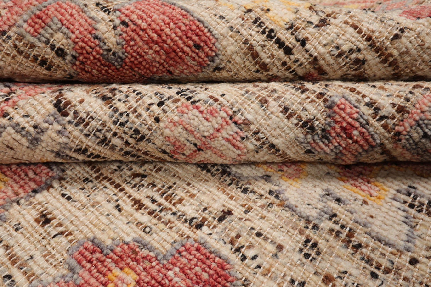 Multi Size Beige Rose Gray Color Hand Knotted Oushak Wool Transitional Oriental Rug