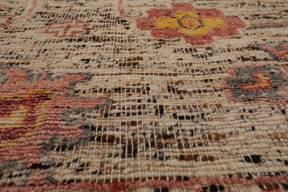 Multi Size Beige Rose Gray Color Hand Knotted Oushak Wool Transitional Oriental Rug