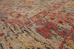 Multi Size Beige Rose Gray Color Hand Knotted Oushak Wool Transitional Oriental Rug