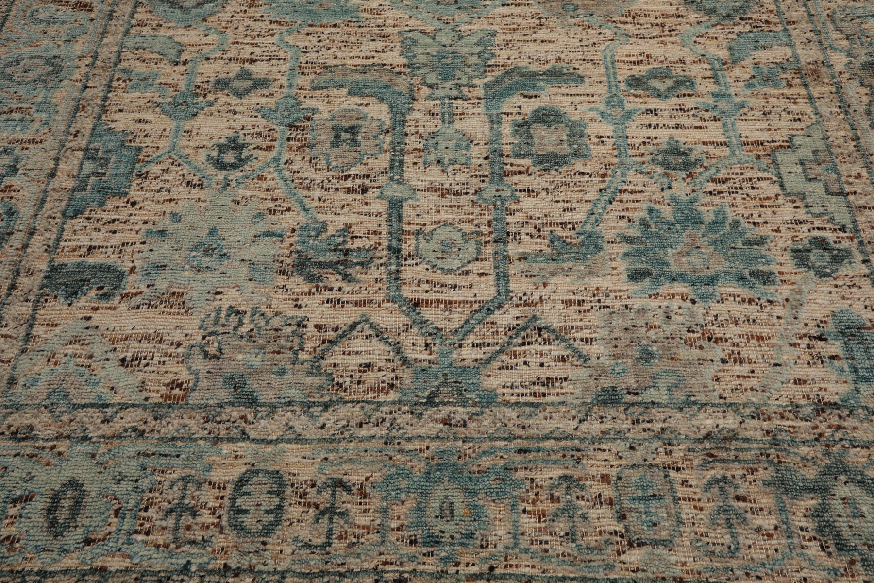 Multi Size Beige Oatmeal Gray Color Hand Knotted Oushak Wool Transitional Oriental Rug