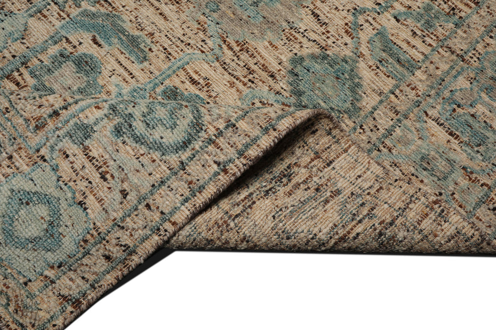 Multi Size Beige Oatmeal Gray Color Hand Knotted Oushak Wool Transitional Oriental Rug