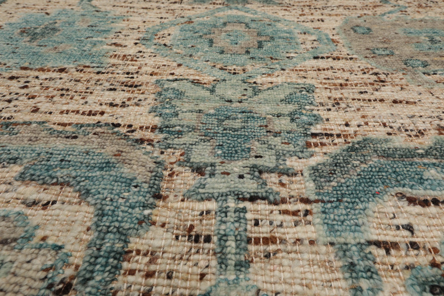 Multi Size Beige Oatmeal Gray Color Hand Knotted Oushak Wool Transitional Oriental Rug