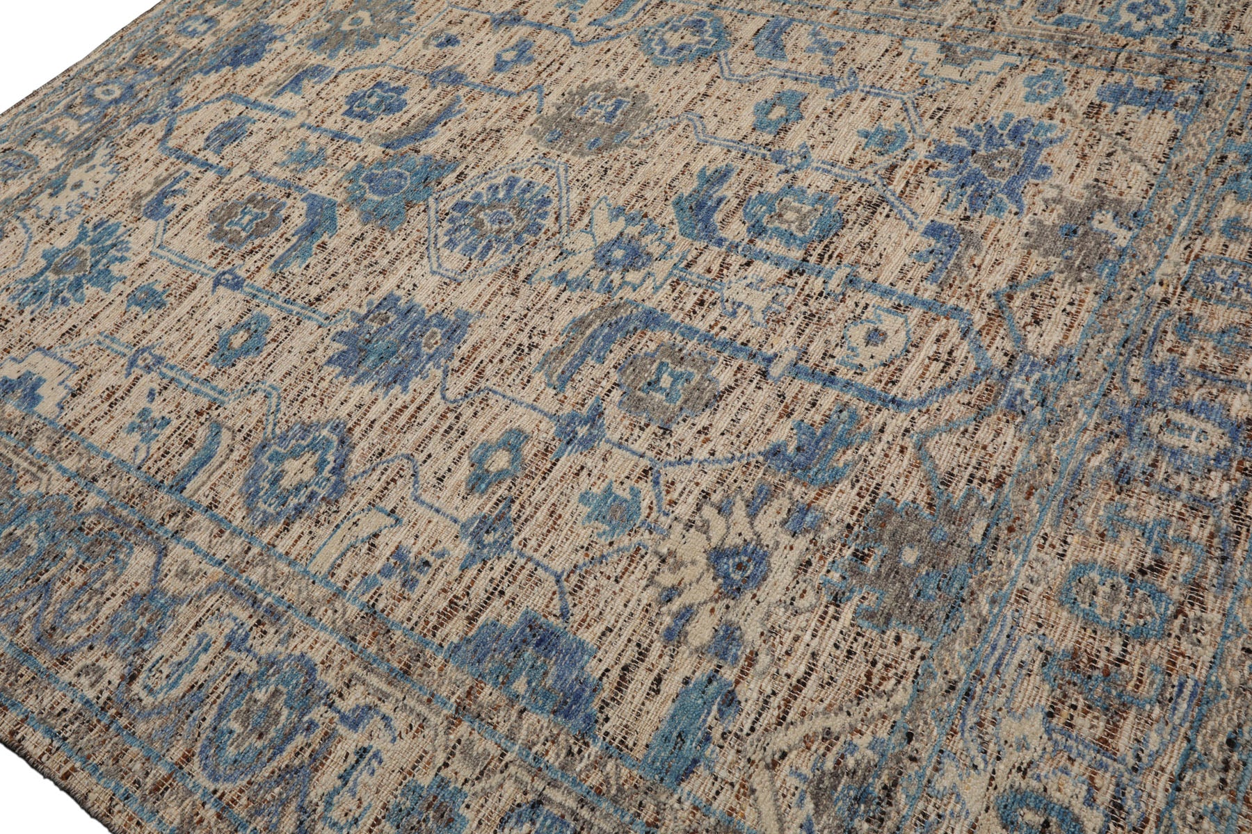 Multi Size Beige Oatmeal Gray Color Hand Knotted Oushak Wool Transitional Oriental Rug