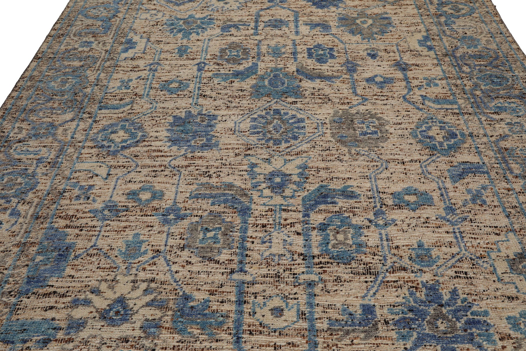 Multi Size Beige Oatmeal Gray Color Hand Knotted Oushak Wool Transitional Oriental Rug