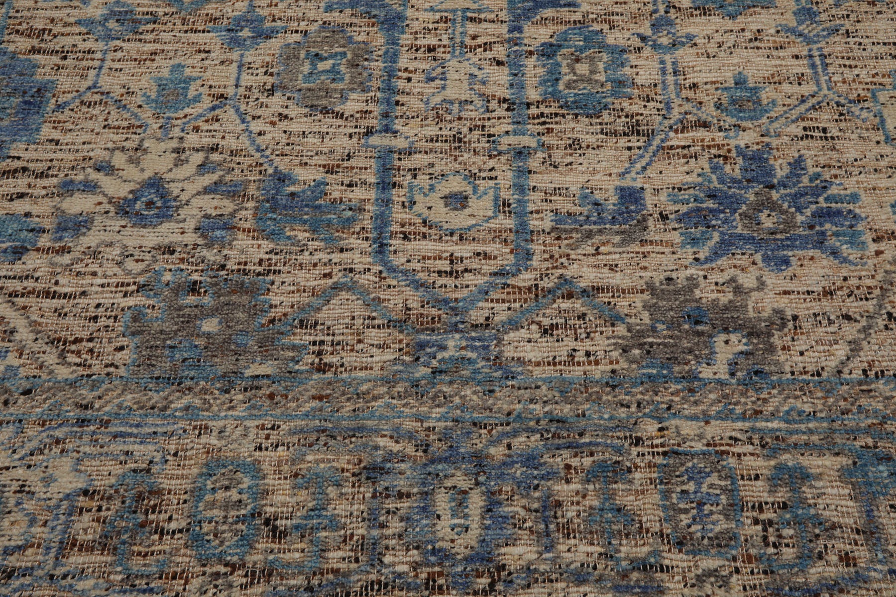Multi Size Beige Oatmeal Gray Color Hand Knotted Oushak Wool Transitional Oriental Rug