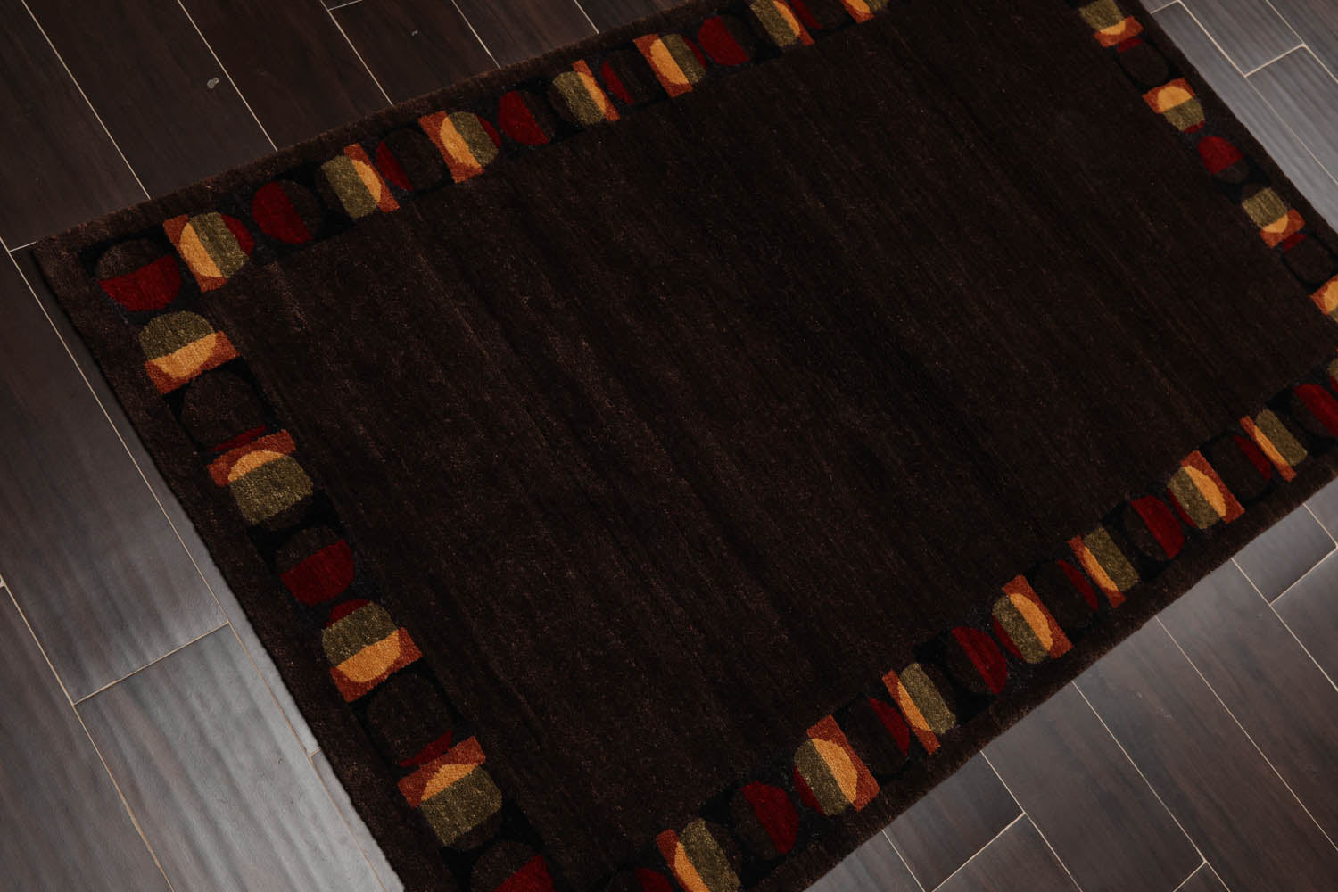 3x5 Chocolate, Red, Gold Color Hand Knotted  100% Wool Transitional Oriental Rug