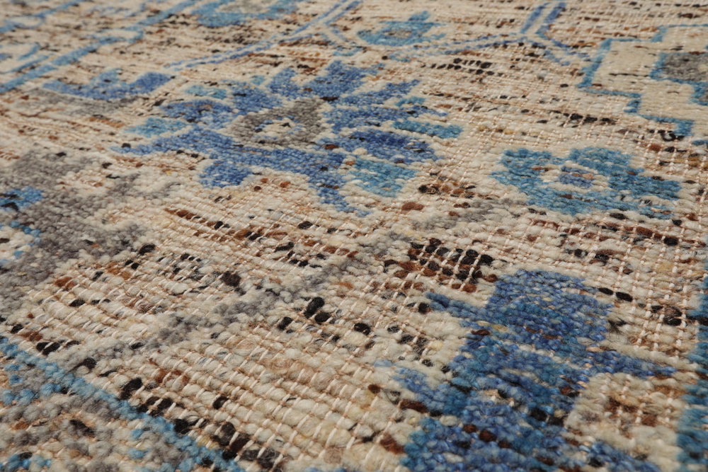 Multi Size Beige Oatmeal Gray Color Hand Knotted Oushak Wool Transitional Oriental Rug