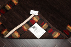 3x5 Chocolate, Red, Gold Color Hand Knotted  100% Wool Transitional Oriental Rug