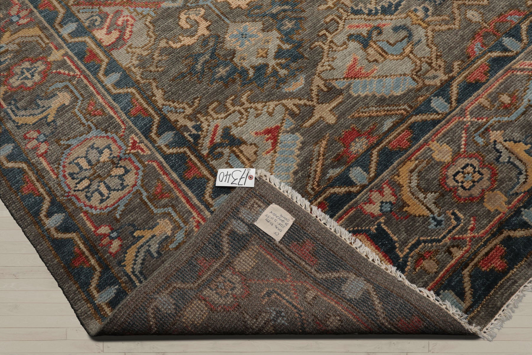 Multi Size Gray Gray Teal Color Hand Knotted Oushak Wool Traditional Oriental Rug