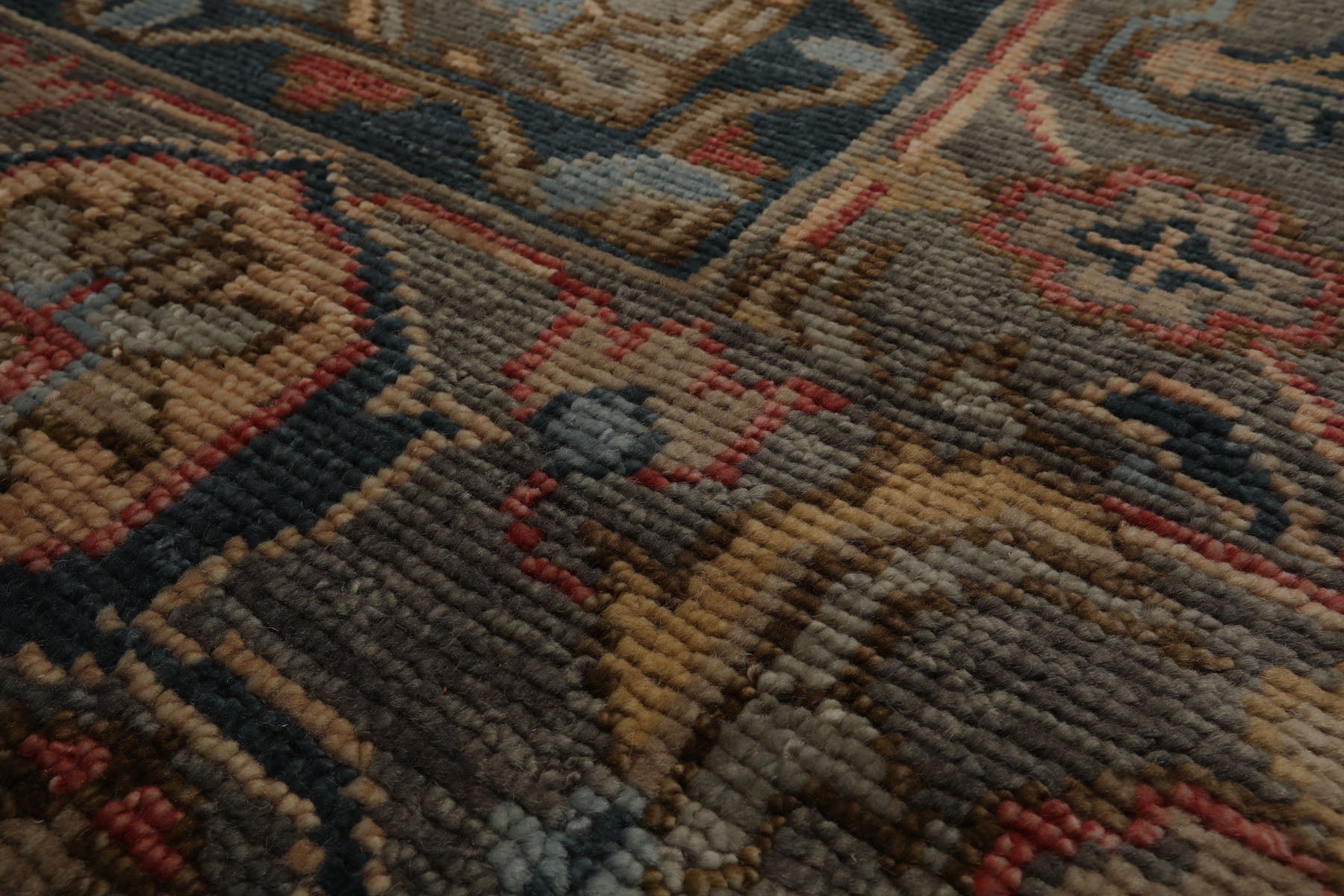 Multi Size Gray Gray Teal Color Hand Knotted Oushak Wool Traditional Oriental Rug