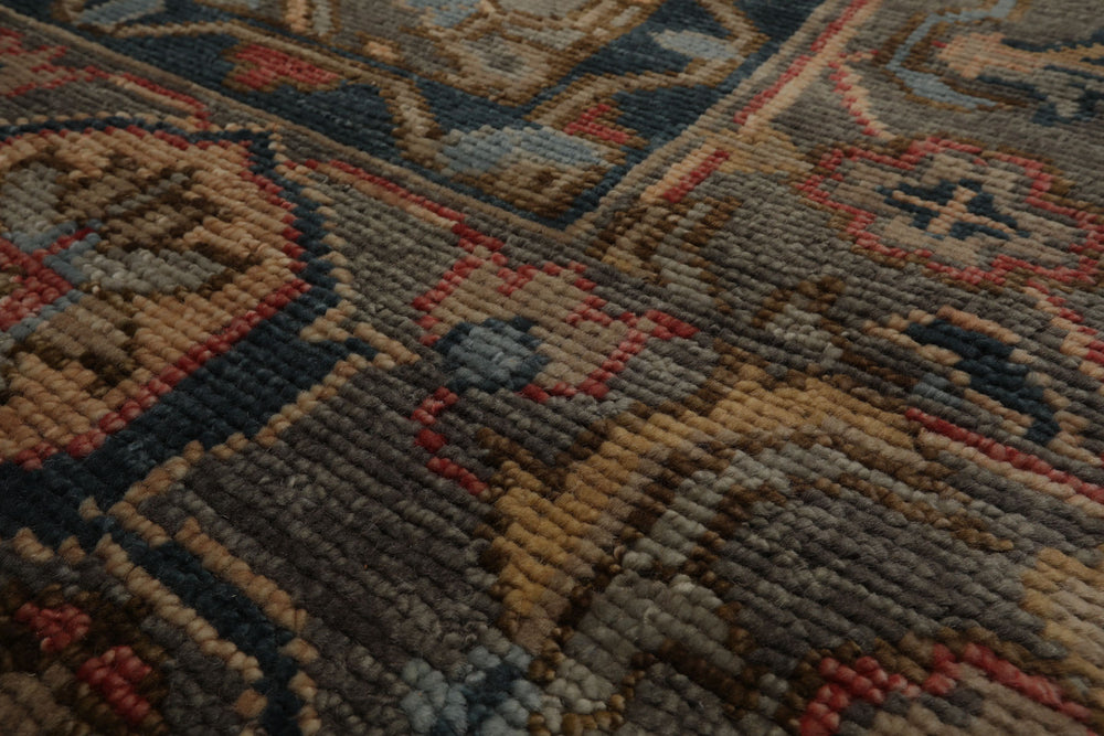 Multi Size Gray Gray Teal Color Hand Knotted Oushak Wool Traditional Oriental Rug