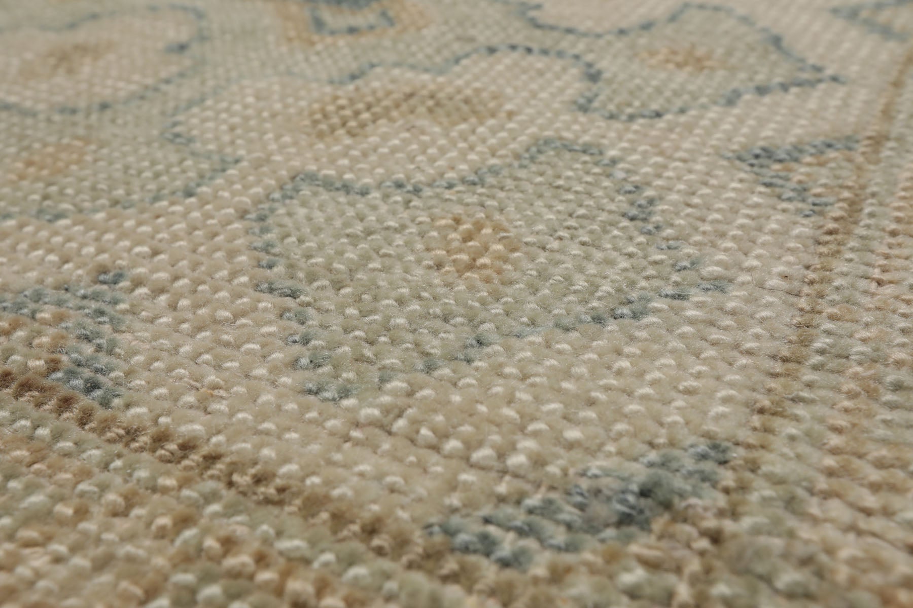 Knotted Rug Green Beige Hand Knotted Multi Size Wool Oushak Traditional Rugs