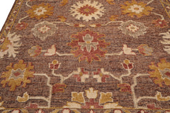 Knotted Rug Brown Hand Knotted 8'x10' Transitional Embossed Look Oushak Wool Oriental Area Rug