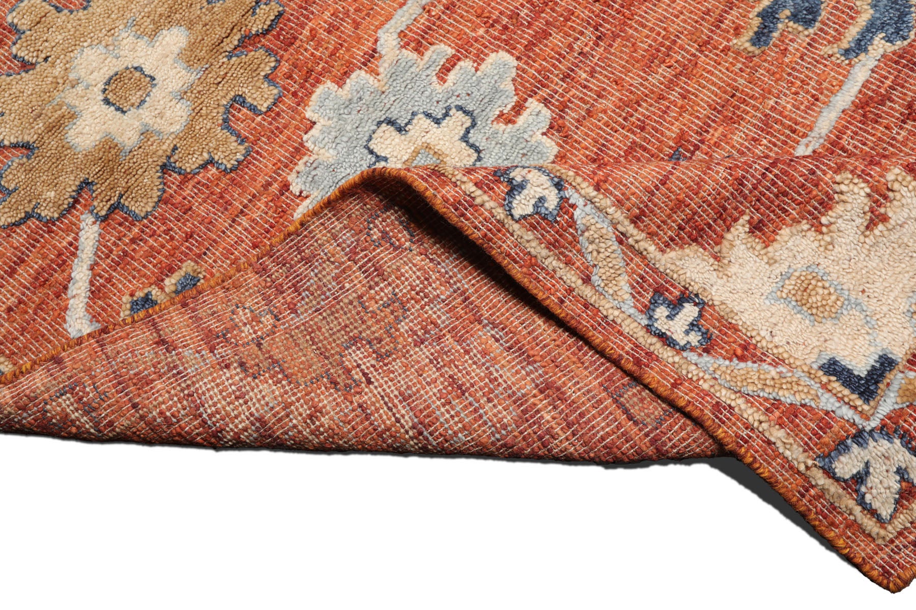 Knotted Rug Rust Hand Knotted 8'x10' Transitional Embossed Look Oushak Wool Oriental Area Rug