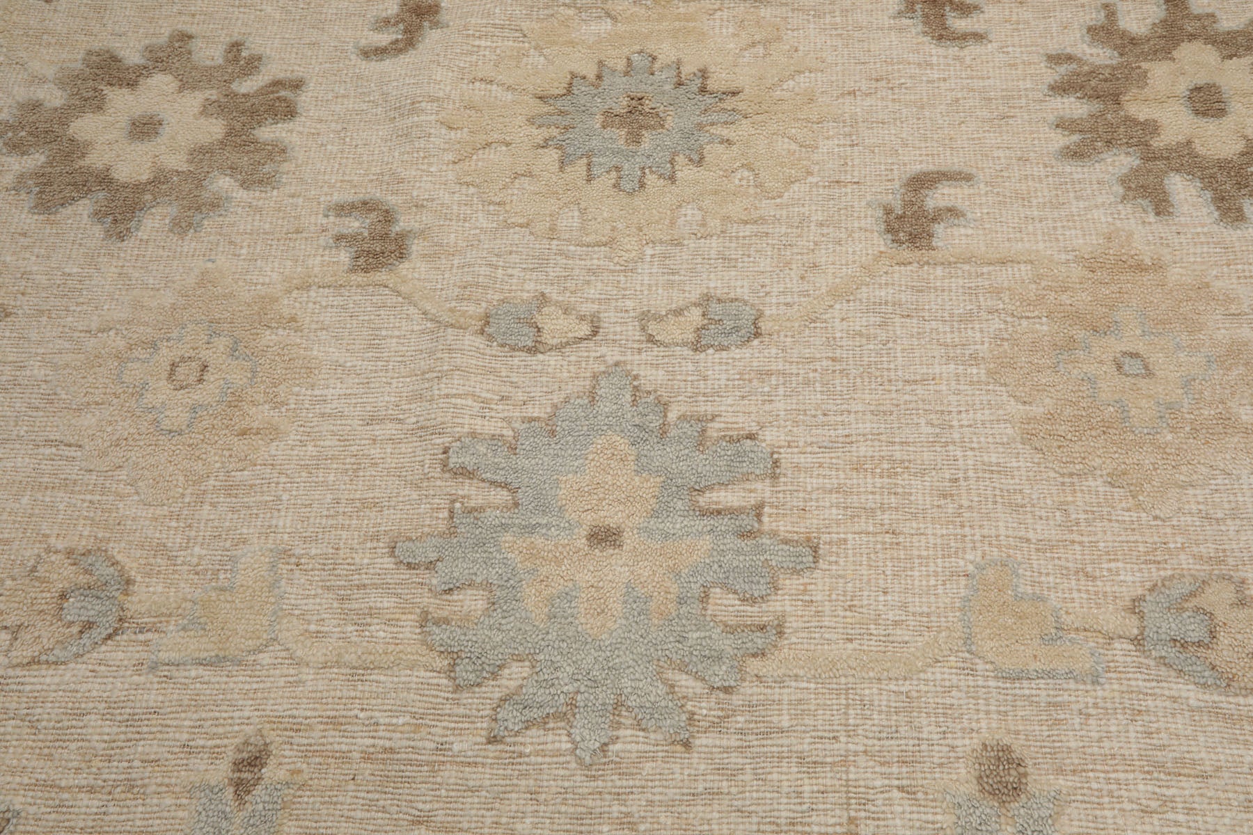 Knotted Rug Ivory Hand Knotted 8'x10' Transitional Embossed Look Oushak Wool Oriental Area Rug
