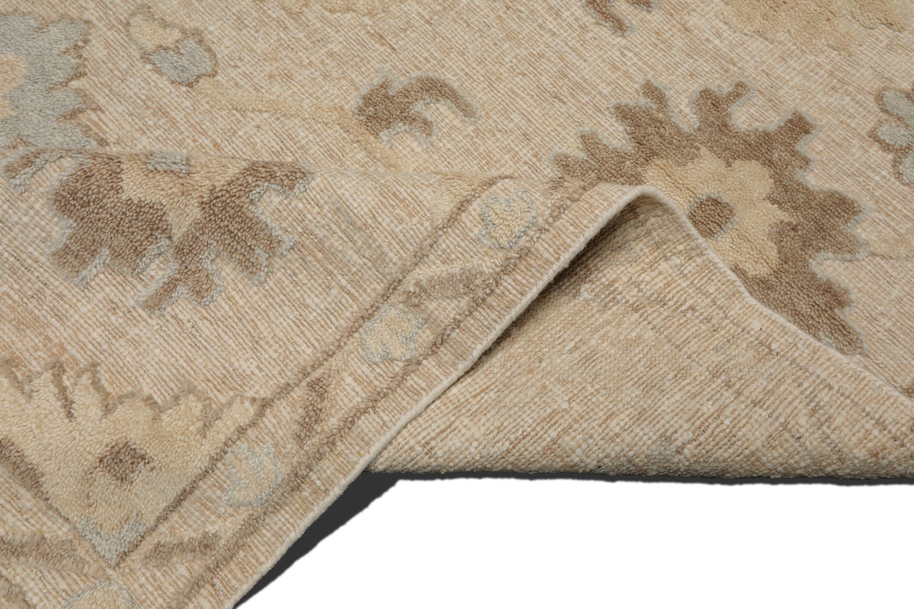 Knotted Rug Ivory Hand Knotted 8'x10' Transitional Embossed Look Oushak Wool Oriental Area Rug