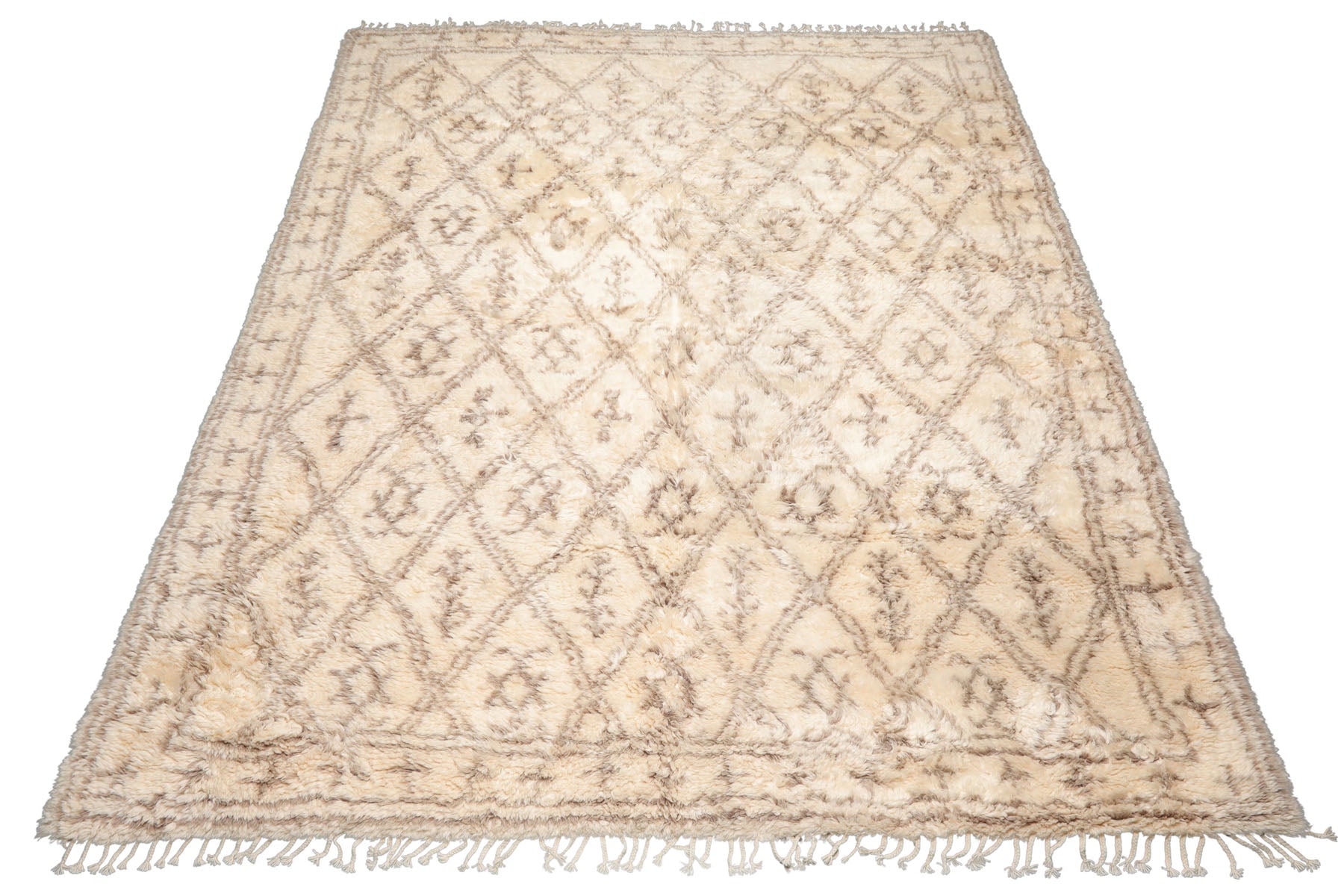 9x12 Ivory, Brown, Color Hand Knotted Moroccan Wool Modern & Contemporary Oriental Rug