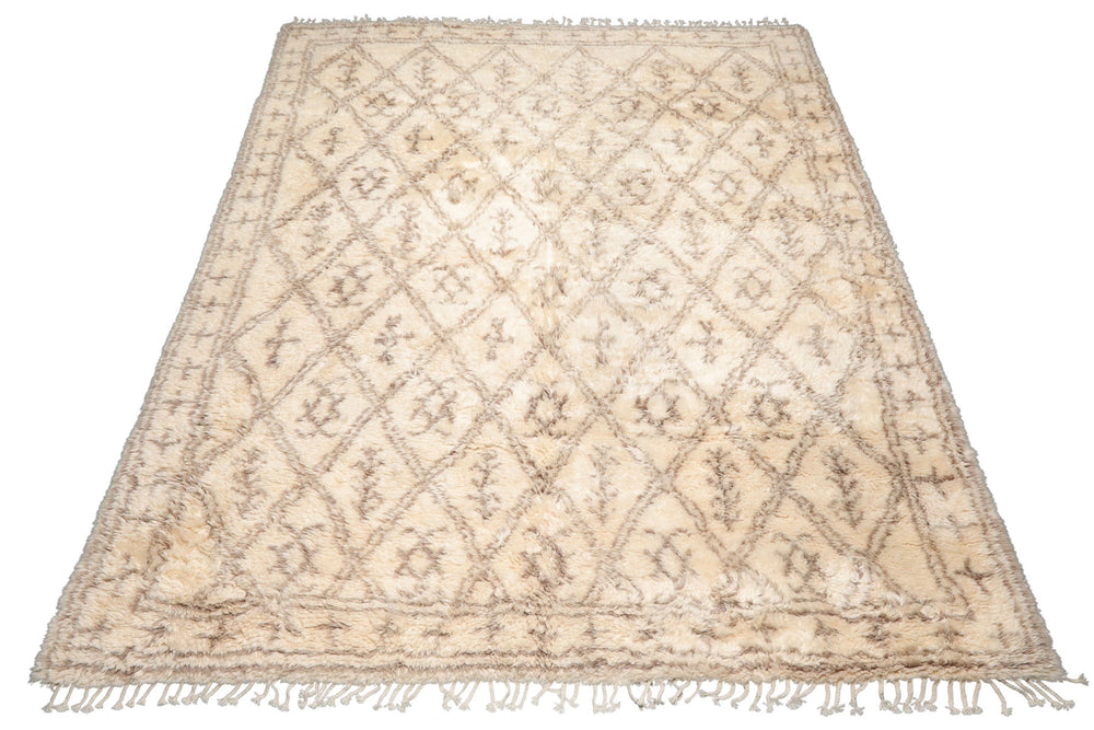 9x12 Ivory, Brown, Color Hand Knotted Moroccan Wool Modern & Contemporary Oriental Rug