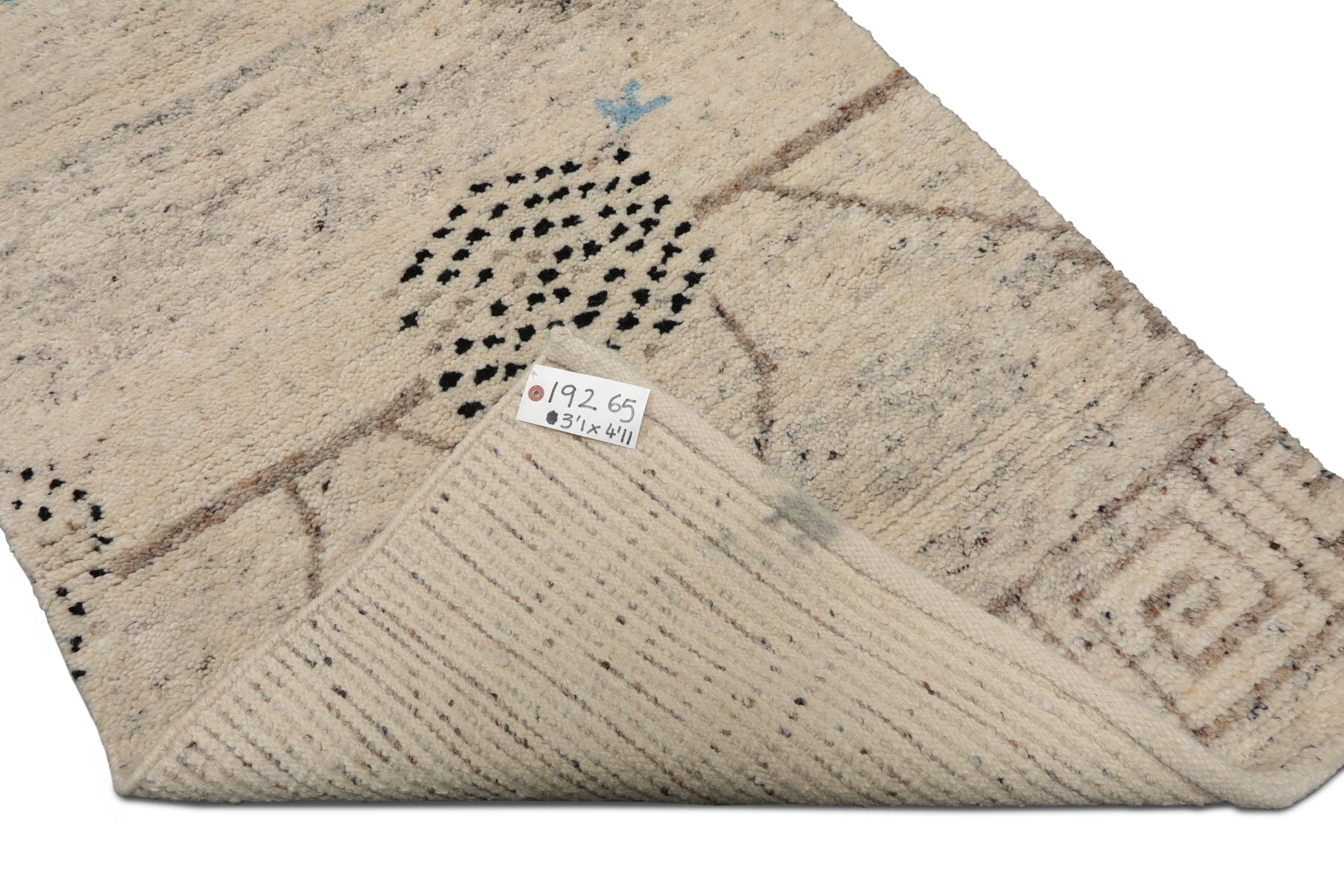 3x5 Ivory, Brown, Black Color Hand Knotted Moroccan Wool Modern Oriental Rug