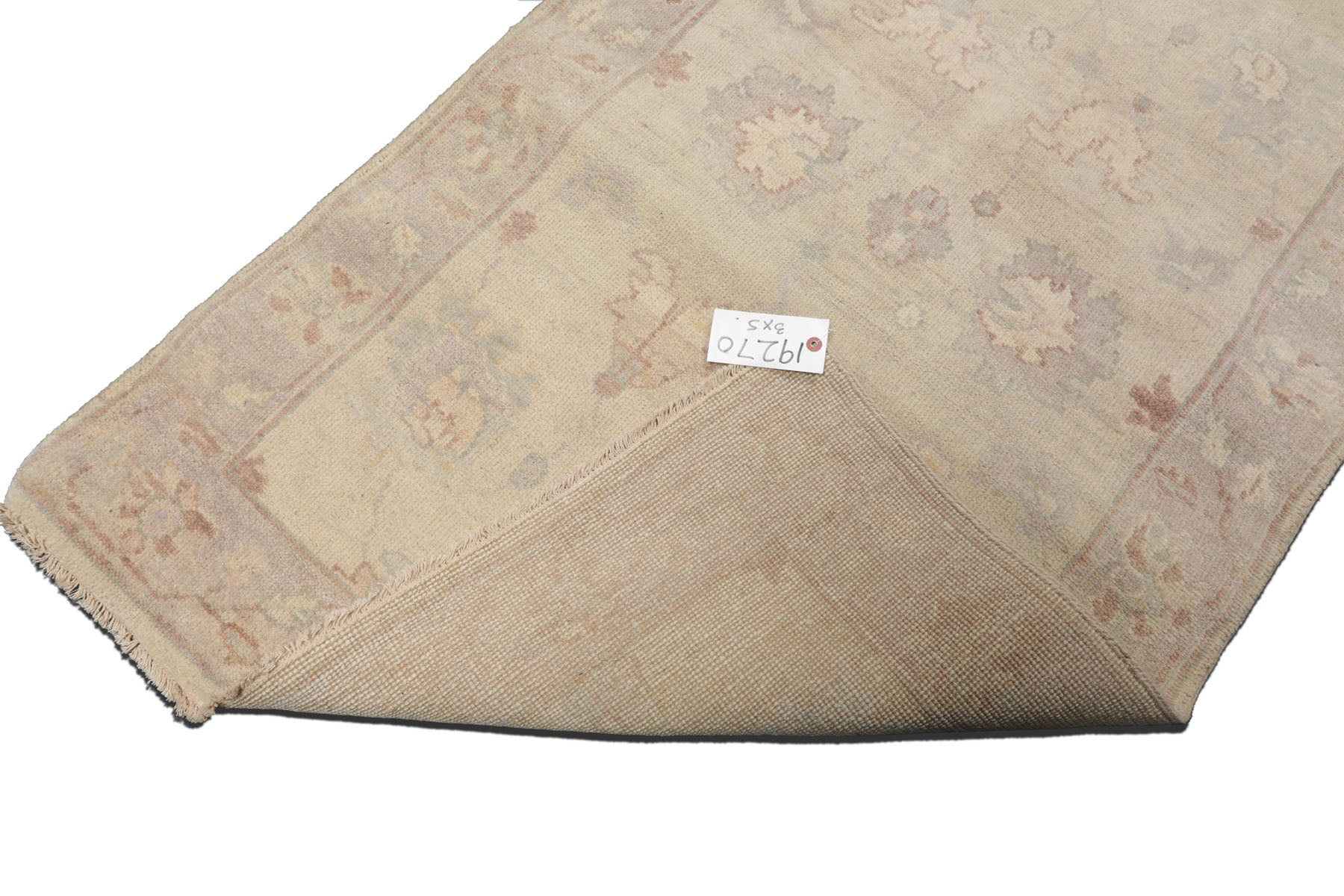 3x5 Ivory, Taupe, Rust Color Hand Knotted Afghan Oushak Wool Transitional Oriental Rug