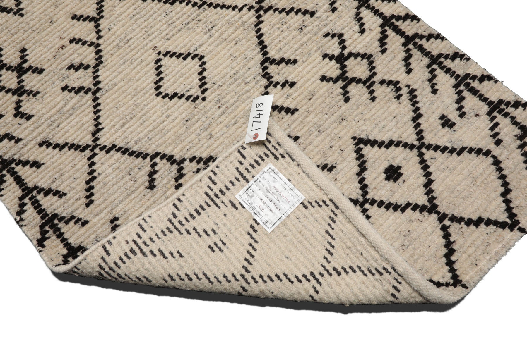 Knotted Rug Ivory Hand Knotted 3'0''x5'0" Afghan Moroccan Modern Contemporary Tribal Wool Oriental Area Rug