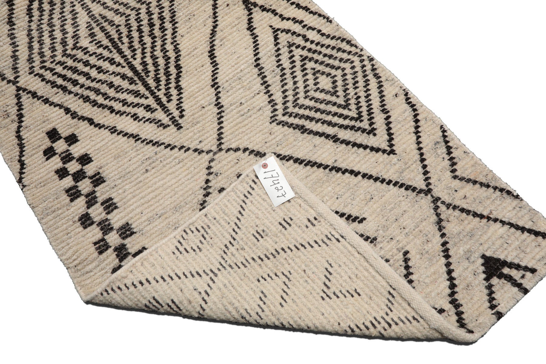 Knotted Rug Ivory Hand Knotted 3'0''x5'0" Afghan Moroccan Modern Contemporary Tribal Wool Oriental Area Rug