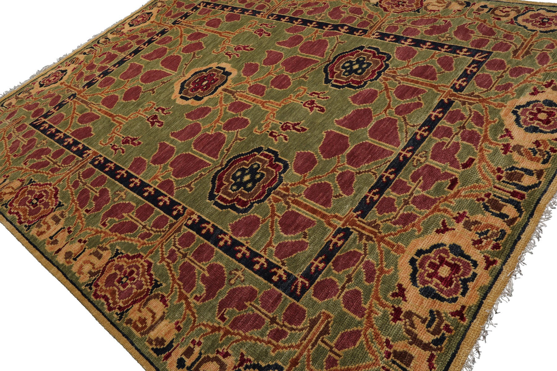 Knotted Rug Sage Hand Knotted 8x10 Arts & Crafts/Mission Stained Glass Oushak Wool Oriental Area Rug
