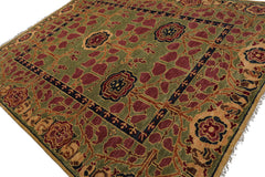 Knotted Rug Sage Hand Knotted 8x10 Arts & Crafts/Mission Stained Glass Oushak Wool Oriental Area Rug