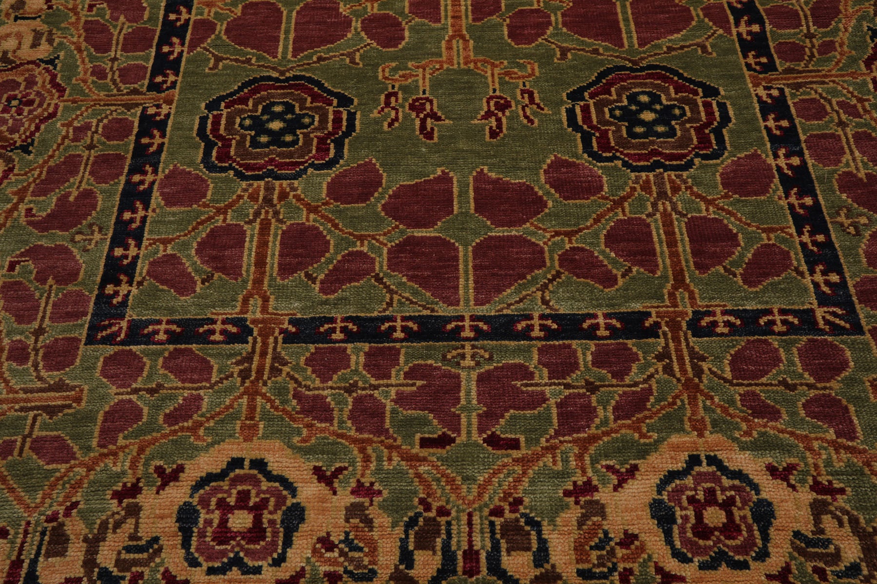 Knotted Rug Sage Hand Knotted 8x10 Arts & Crafts/Mission Stained Glass Oushak Wool Oriental Area Rug