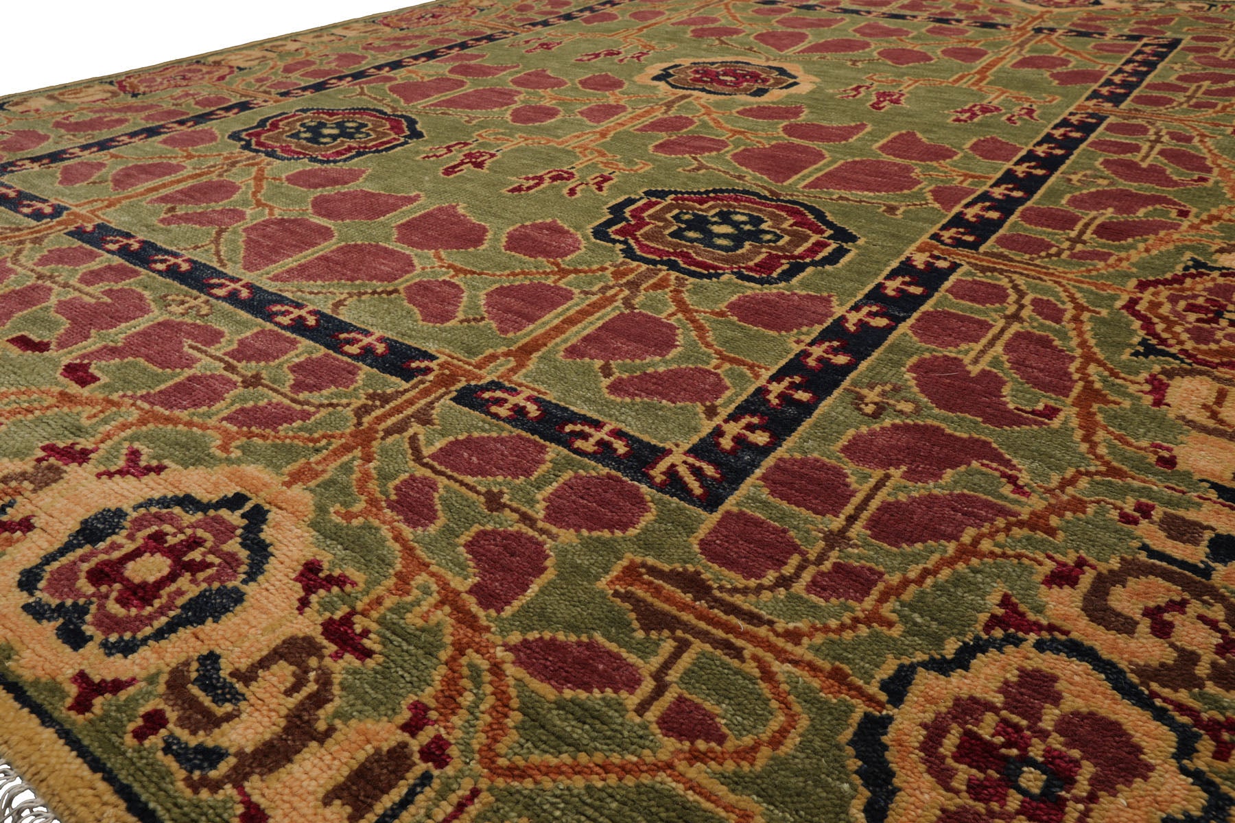 Knotted Rug Sage Hand Knotted 8x10 Arts & Crafts/Mission Stained Glass Oushak Wool Oriental Area Rug
