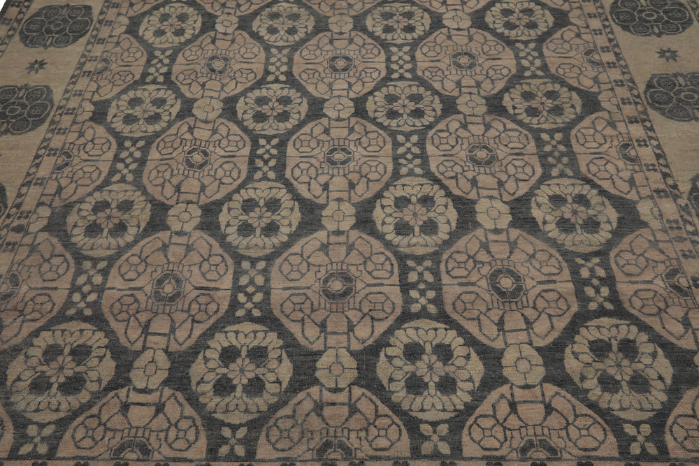 8x10 Gray, Beige, Blush Color Hand Knotted  Wool Transitional Oriental Rug