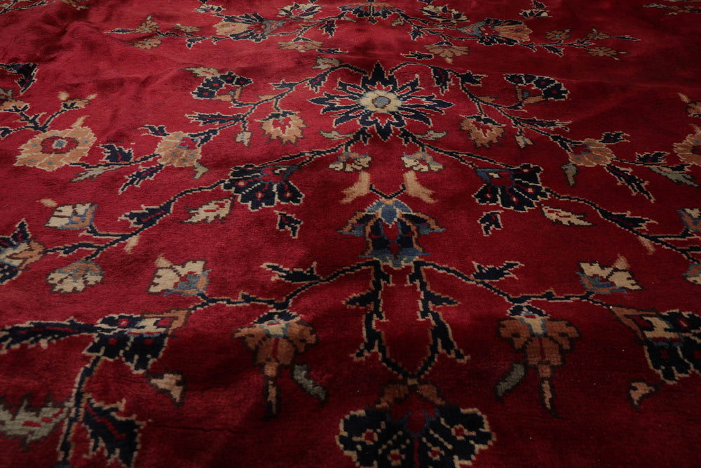 Palace Burgundy, Midnight Blue, Brown Color Hand Knotted Sarouk 100% Wool Traditional Oriental Rug