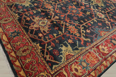 Multi Size Blue Coral Orange Color Hand Knotted Oushak Wool  Oriental Rug
