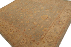 Knotted Rug Gray Ivory Hand Knotted 9'x12' Sino Persian Tabriz Mahi Traditional 300 KPSI 100% Wool Oriental Area Rug