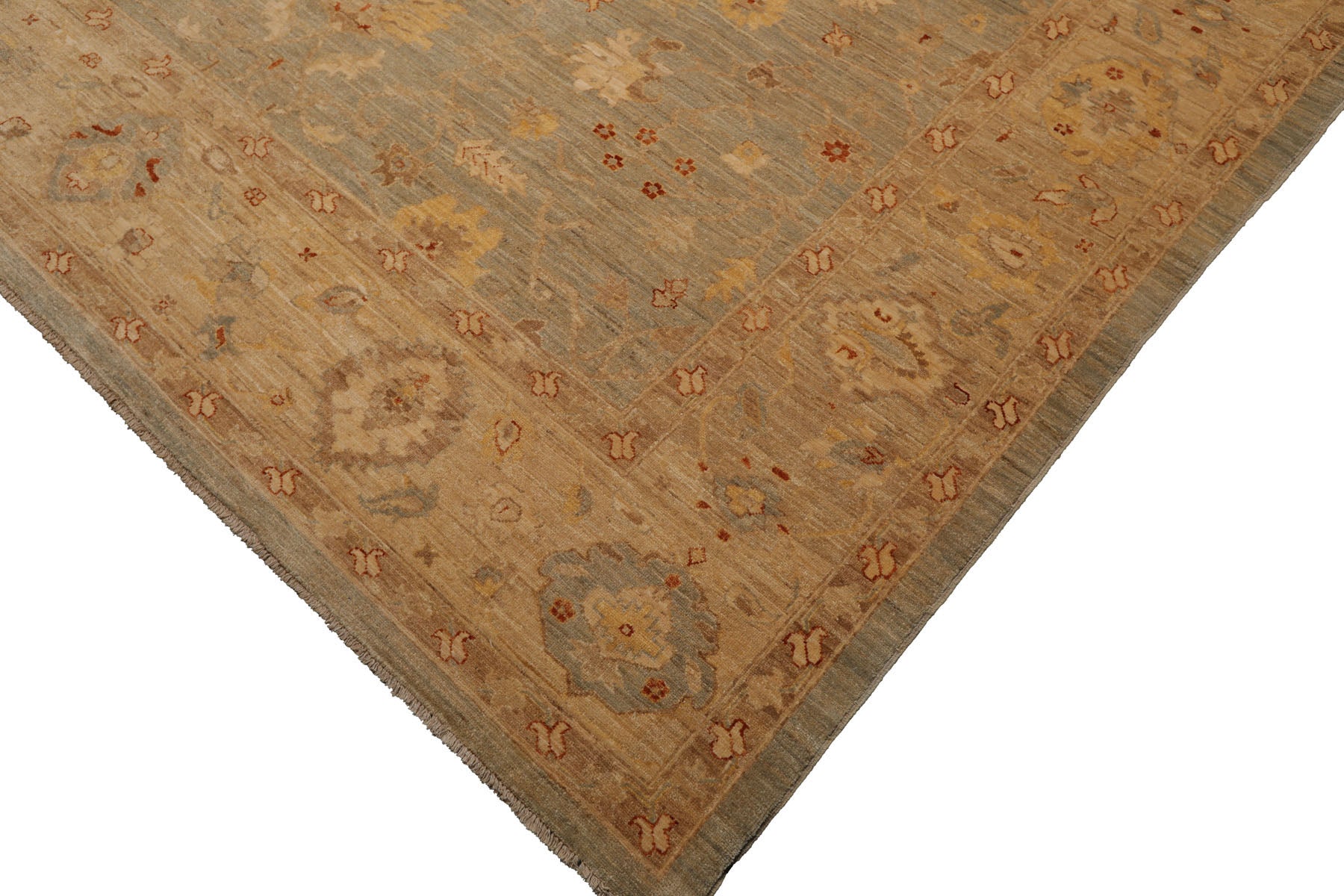 Knotted Rug Gray Ivory Hand Knotted 9'x12' Sino Persian Tabriz Mahi Traditional 300 KPSI 100% Wool Oriental Area Rug