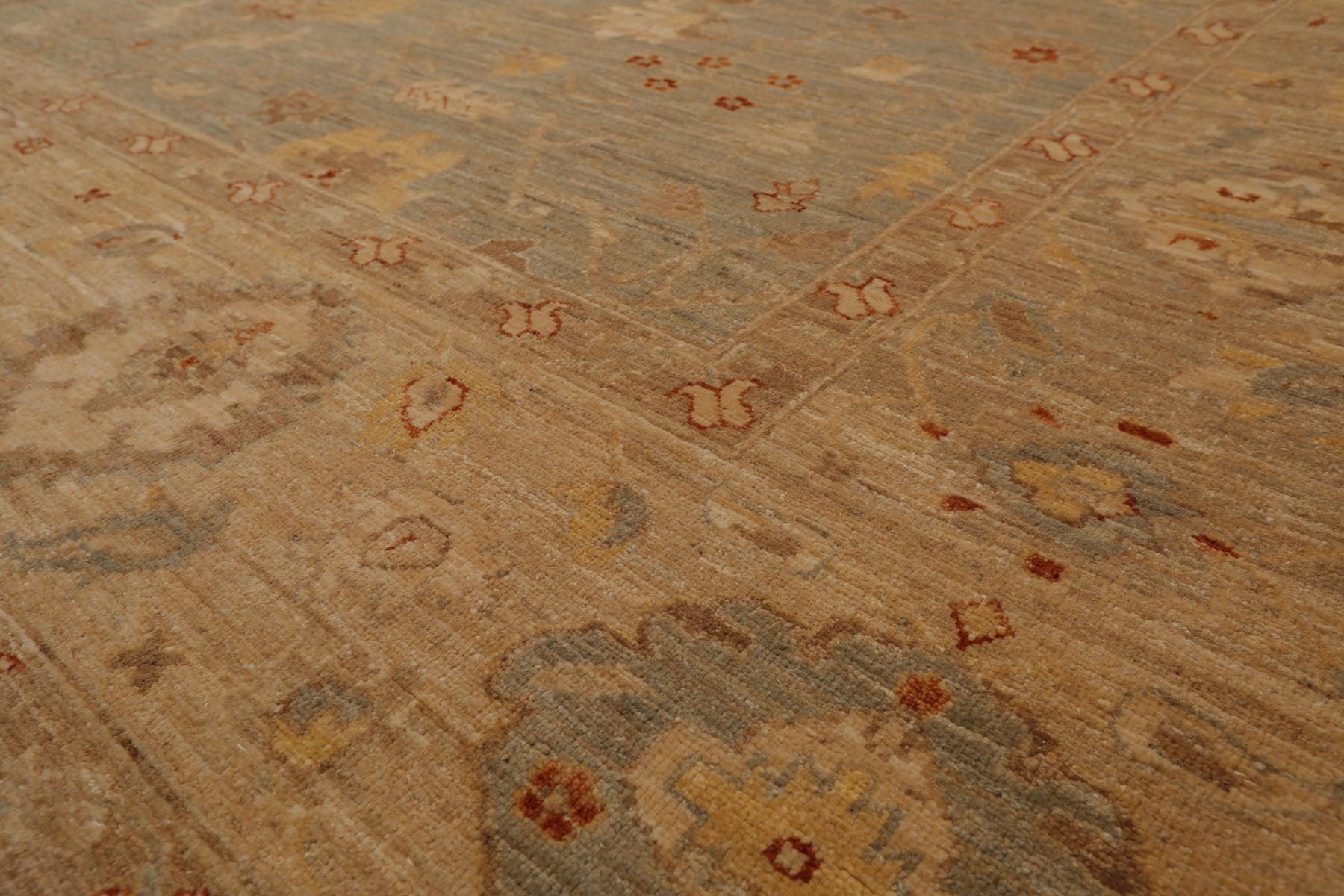Knotted Rug Gray Ivory Hand Knotted 9'x12' Sino Persian Tabriz Mahi Traditional 300 KPSI 100% Wool Oriental Area Rug