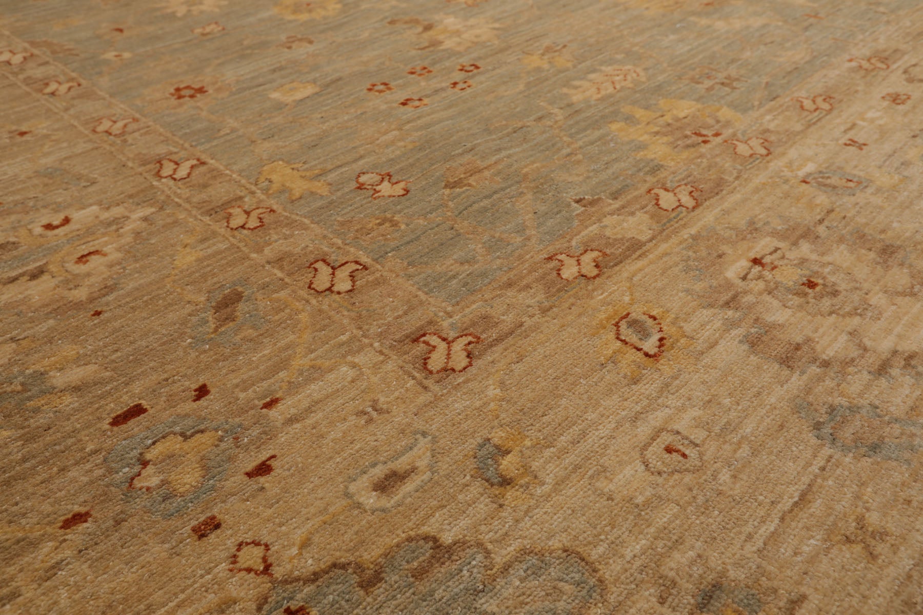 Knotted Rug Gray Ivory Hand Knotted 9'x12' Sino Persian Tabriz Mahi Traditional 300 KPSI 100% Wool Oriental Area Rug
