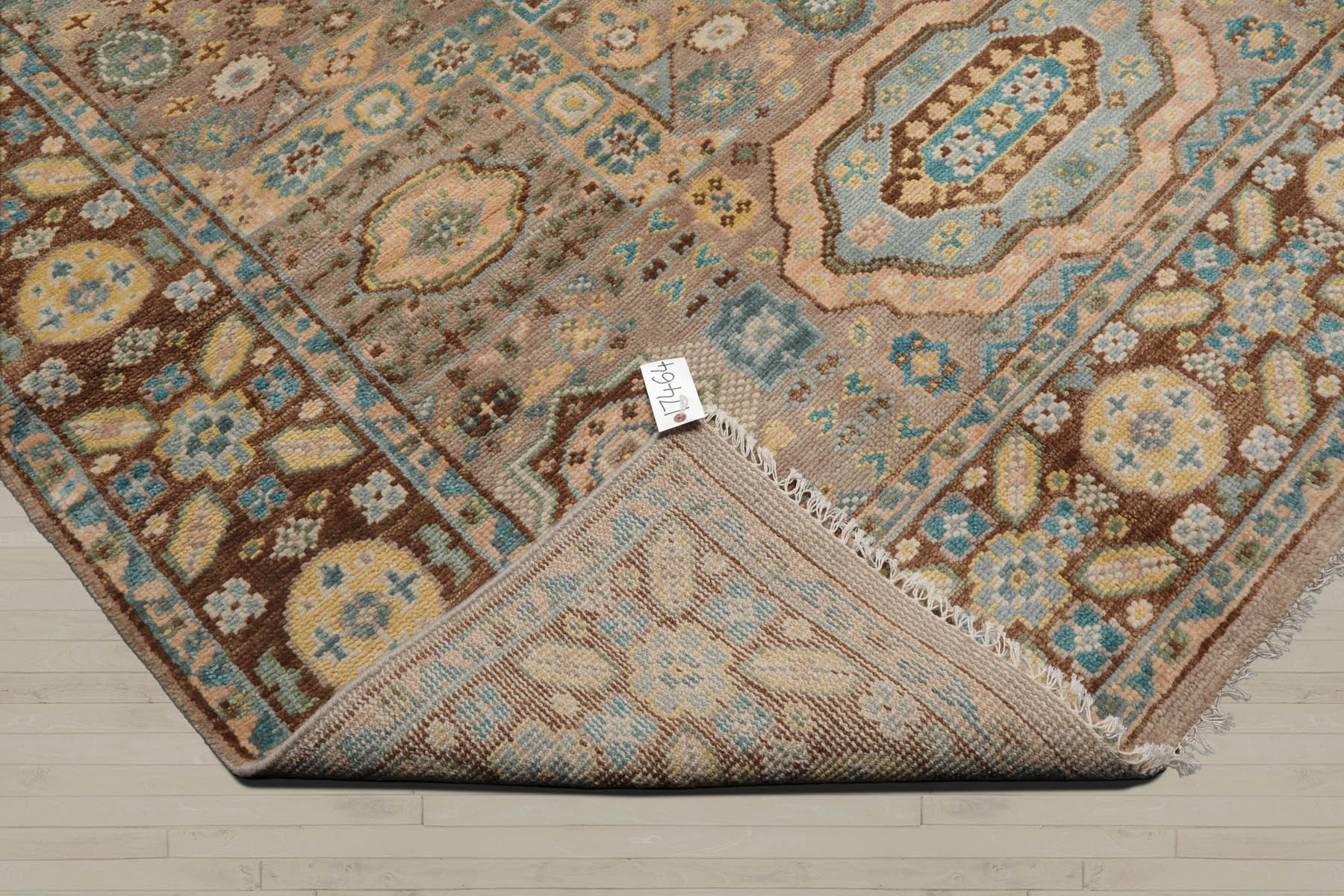 8x10 Taupe, Teal, Gold Color Hand Knotted  100% Wool Traditional Oriental Rug